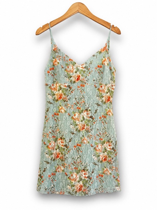 M&e Dresses & Skirts - M&E Floral Lace Slip Dress Cowl Back Mini Romantic Cottagecore Size M